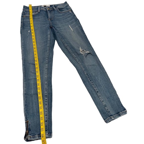 Zara Ankle Zip Jeans Womens Blue Distressed Ripped Stretch Denim Size 4 - Picture 9 of 11